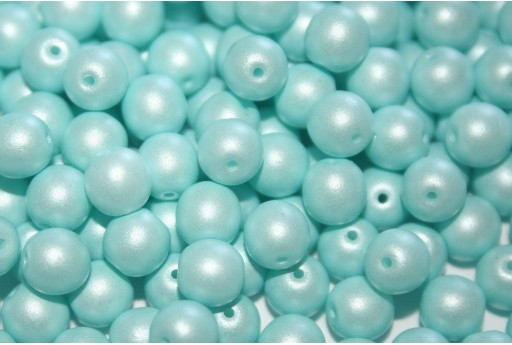 Czech Round Beads Powdery Pastel Turquoise 6mm - 50pcs