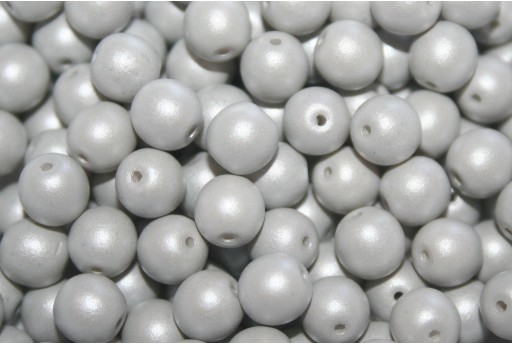 Czech Round Beads Powdery Pastel Grey 6mm - 50pcs