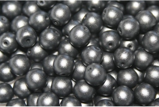 Czech Round Beads Powdery Jet 6mm - 50pcs