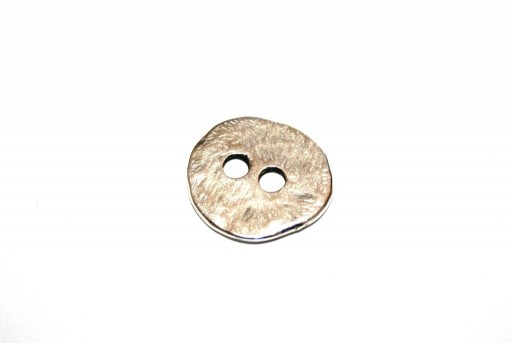 Hammered Metal Component Silver Button Round 17mm  - 2pcs
