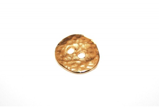 Hammered Metal Component Gold Button Round 17mm  - 2pcs