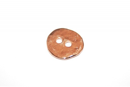 Componente Bottone Metallo Martellato Oro Rosa - Tondo 17mm - 2pz