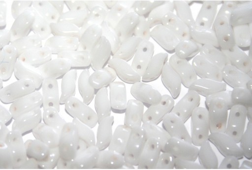 Czech Glass Beads StormDuo Chalk White 3x7mm - 40pcs