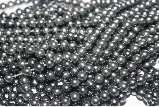 Glass Pearls Strand Grey 6mm - 74pcs