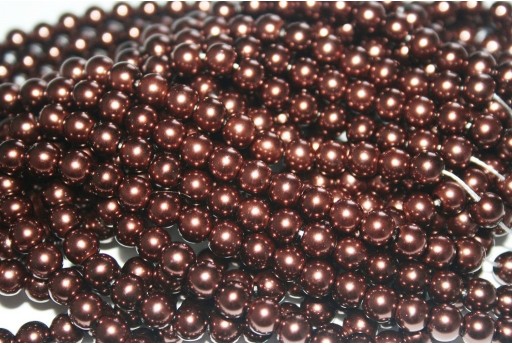 Glass Pearls Strand Brown 6mm - 74pcs