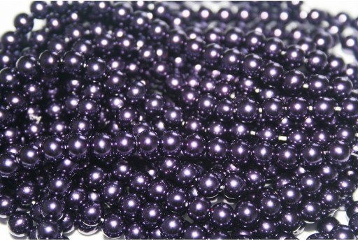 Glass Pearls Strand Blue Indigo 6mm - 74pcs