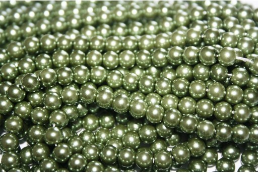 Glass Pearls Strand Green 6mm - 74pcs