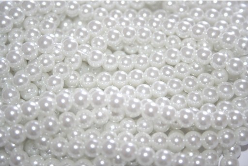 Glass Pearls Strand White 6mm - 74pcs