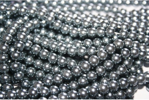 Glass Pearls Strand Light Grey 6mm - 74pcs