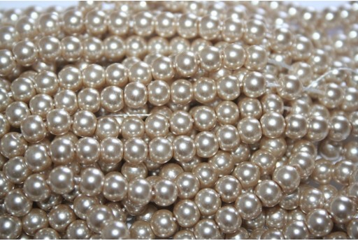 Glass Pearls Strand Light Beige 6mm - 74pcs