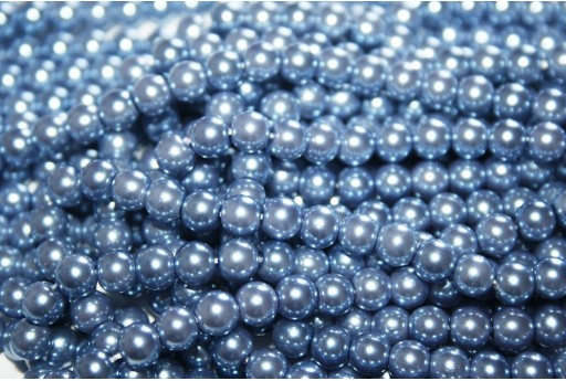 Glass Pearls Strand Light Blue 6mm - 74pcs