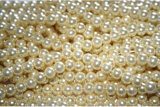 Glass Pearls Strand Light Yellow 6mm - 74pcs