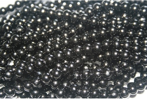Glass Pearls Strand Black 6mm - 74pcs