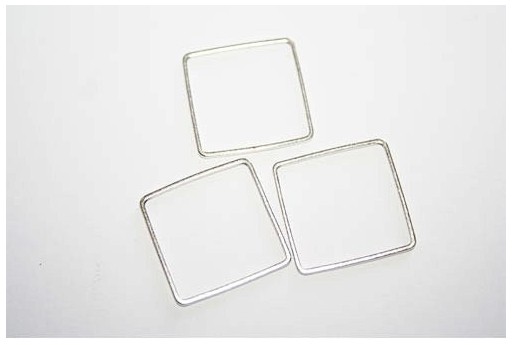 Componente Metallo Argento Forma Geometrica Quadrato 20x20mm - 4pz