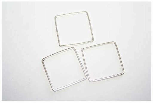 Square Wireframe Silver 20x20mm - 4pcs