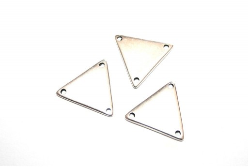 Componente Metallo Argento Triangolo 3 Fori 17x19mm - 2pz