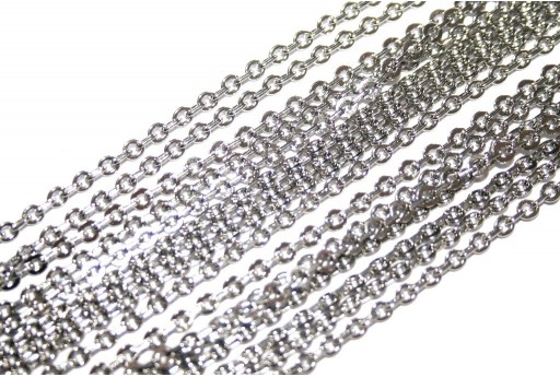 Platinum Plated Steel Chain Oval 3x2,5mm - 1mt