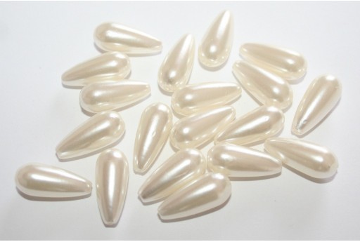 Pearl Acrylic Drop Beads Cream 17x8mm - 24pcs