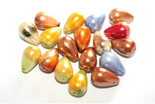Pearl Acrylic Drop Beads Multicolor 15x10mm - 20pcs