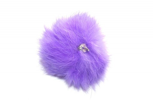 PomPon Fur Whit Ring Purple 60mm - 1pcs