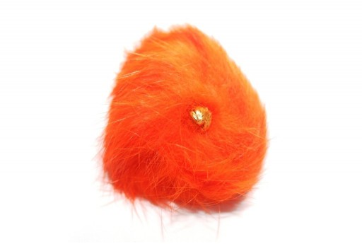 PomPon Fur Whit Ring Orange 60mm - 1pcs