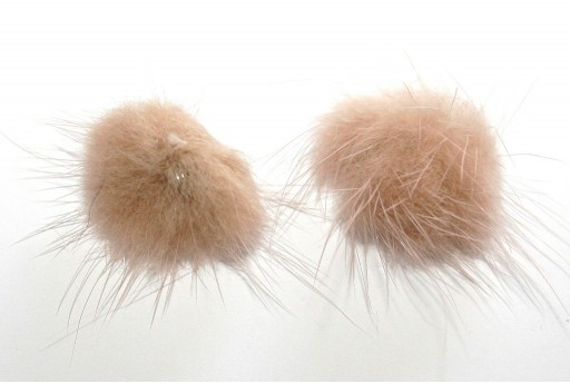 PomPon Fur Whit Ring Beige 25mm - 2pcs