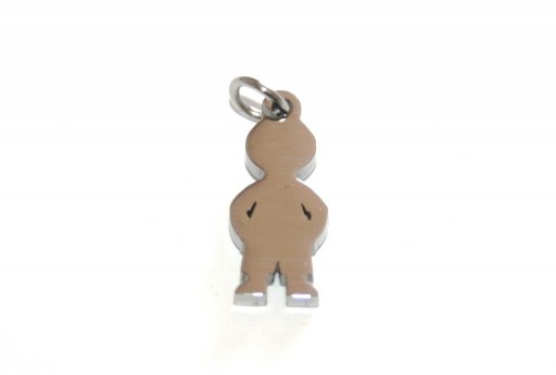 Charms in Acciaio Colore Platino - Bambino 16x7mm - 1pz