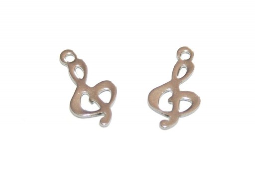 Charms in Acciaio Colore Platino - Chiave di Violino 15x8mm - 6pz