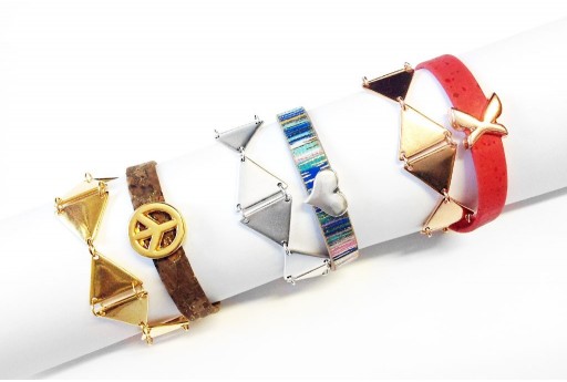 Kit Bracciale Triangoli e Corda Piatta Rossa 2