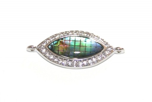 Link Cubic Zirconia Oval Abalone Shell - Silver 10x25mm - 1pcs