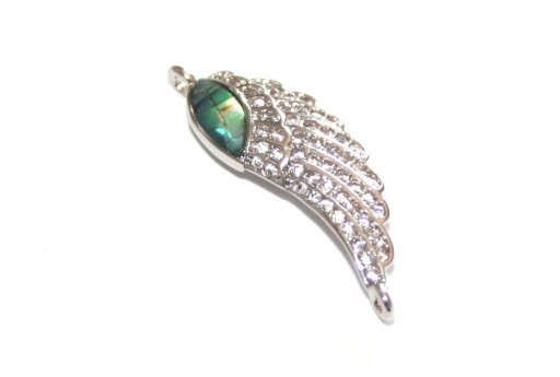 Link Cubic Zirconia Angel Wing Abalone Shell - Silver 25x8mm - 1pcs