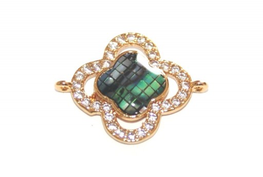 Link Cubic Zirconia Fiore Abalone Shell - Oro 23x18mm - 1pz