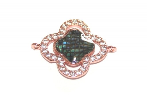 Link Cubic Zirconia Fiore Abalone Shell - Oro Rosa 23x18mm - 1pz