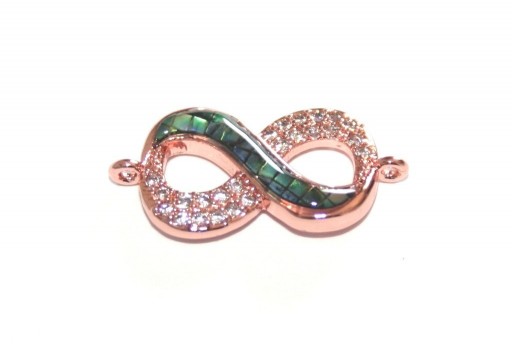 Link Cubic Zirconia Infinity Abalone Shell - Rose Gold 22x11mm - 1pcs