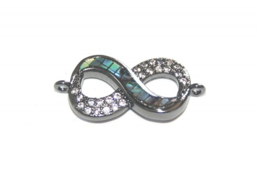 Link Cubic Zirconia Infinity Abalone Shell - Gunmetal 22x11mm - 1pcs