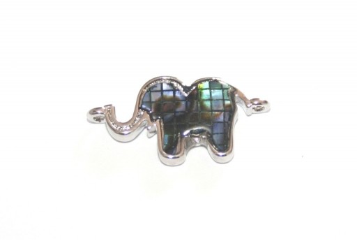 Link Cubic Zirconia Elephant Abalone Shell - Silver 20x10mm - 1pcs
