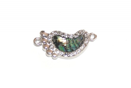 Link Cubic Zirconia Cuore Abalone Shell - Argento 19x9mm - 1pz