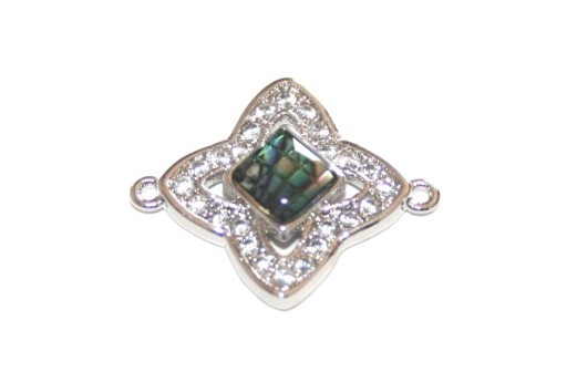 Link Cubic Zirconia Star Abalone Shell - Silver 17x17mm - 1pcs
