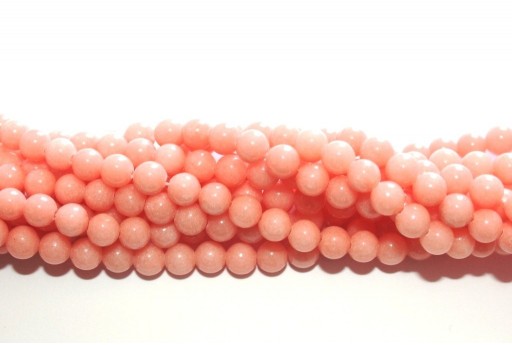 Dyed Mashan Jade Round Beads Pink Meat 6mm - 64pcs