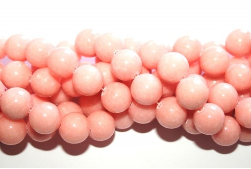 Dyed Mashan Jade Round Beads Pink Meat 12mm - 34pcs