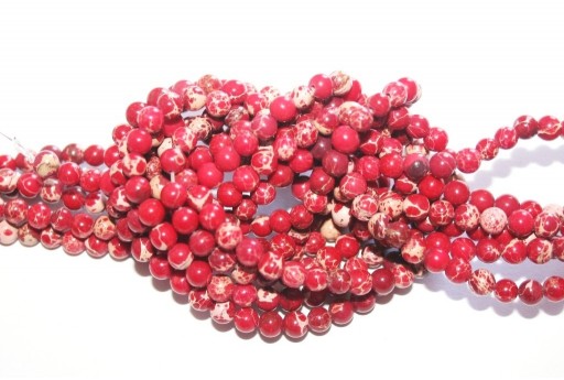 Dyed Jasper Impression Round Beads Red 4mm - 90pz