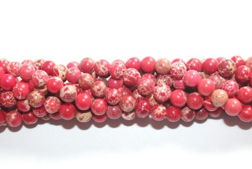 Dyed Jasper Impression Round Beads Red 6mm - 60pz