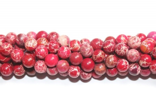 Dyed Jasper Impression Round Beads Red 8mm - 48pz