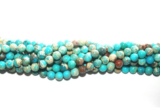 Dyed Jasper Impression Round Beads Turquoise 6mm - 60pz