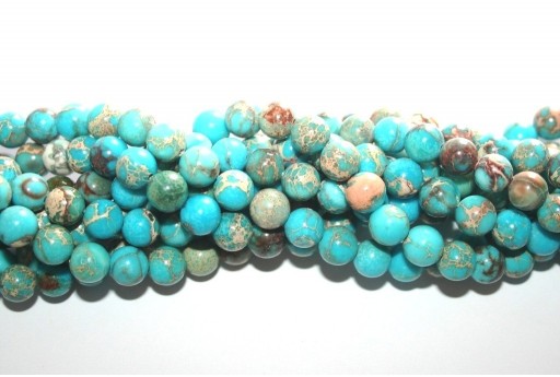 Dyed Jasper Impression Round Beads Turquoise 8mm - 48pz