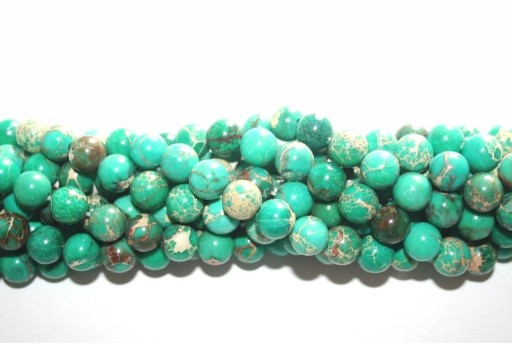 Dyed Jasper Impression Round Beads Light Green 8mm - 46pz