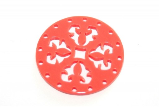 Laser Cut Round Connector Coral 27mm - 1pcs