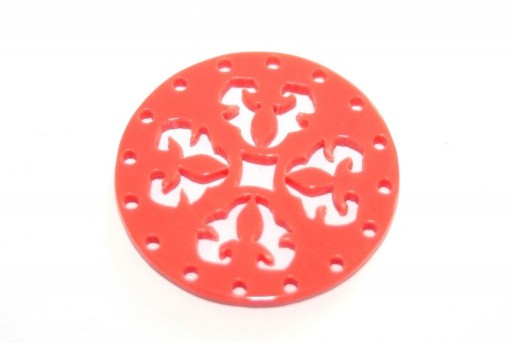 Laser Cut Round Connector Coral 27mm - 1pcs