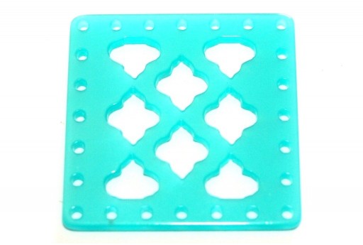Laser Cut Square Connector Opal Petrol 30mm - 1pcs