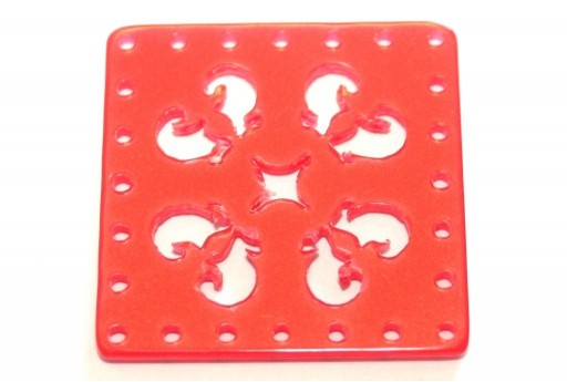 Laser Cut Square Connector Orange Red 30mm - 1pcs